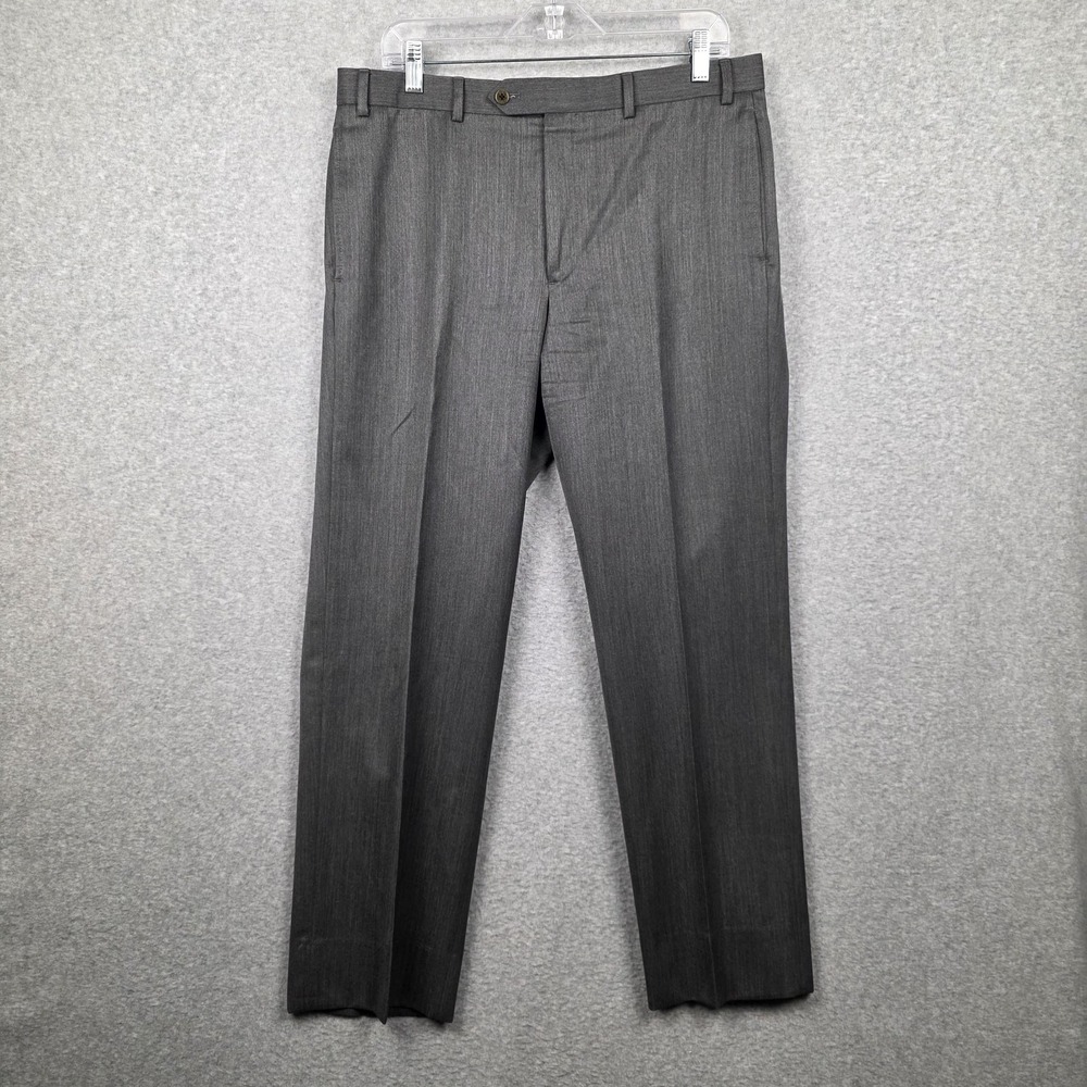 Brooks Brothers Pants Mens 35x30 Gray 346 Wool Dress Flat Front Lined Trousers - Picture 1 of 11